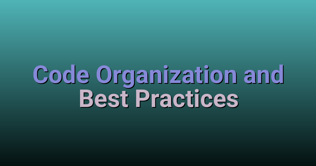 Code Organization and Best Practices for Programmers
